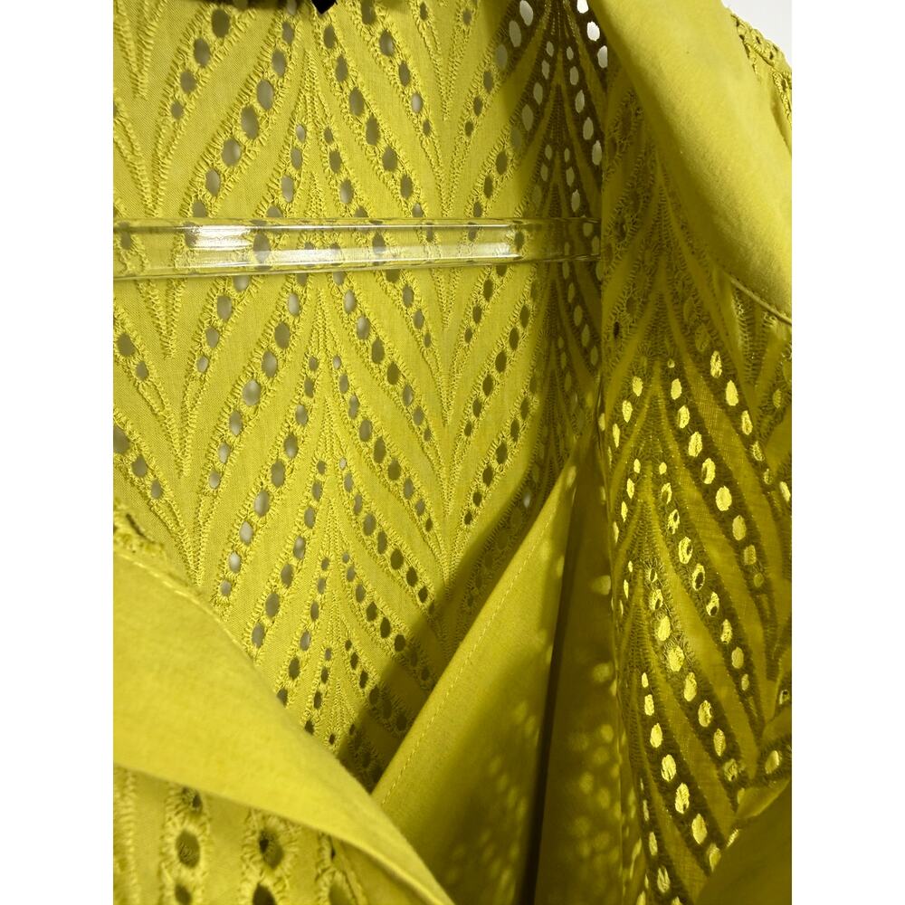 Natori lime wasabi green 100% cotton eyelet shirtdress lined relaxed fit, SzXL - Picture 10 of 15